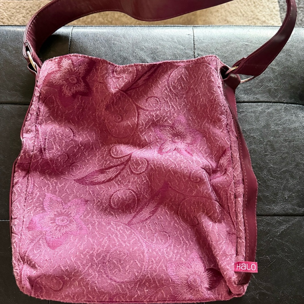 Halo Burgundy Floral Shoulder Bag